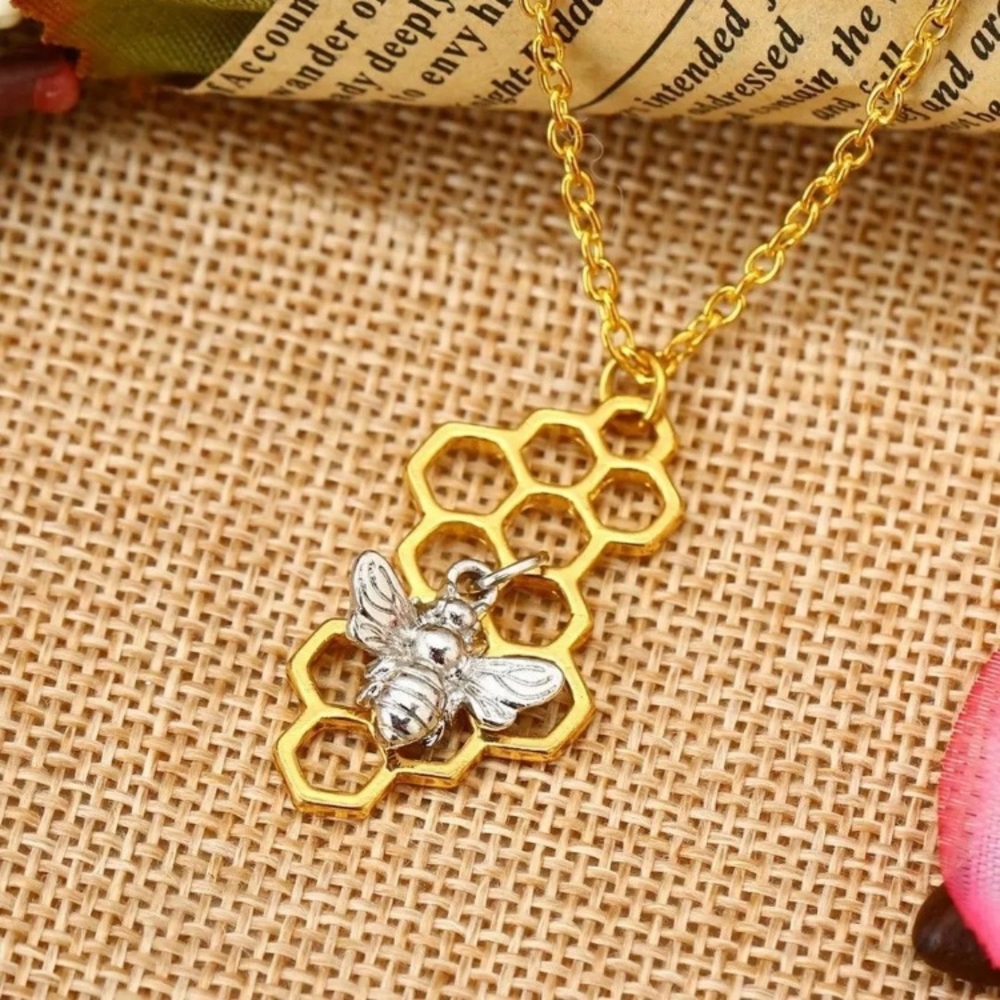 NEW! Honeybee &/Honeycomb Pendant Necklace